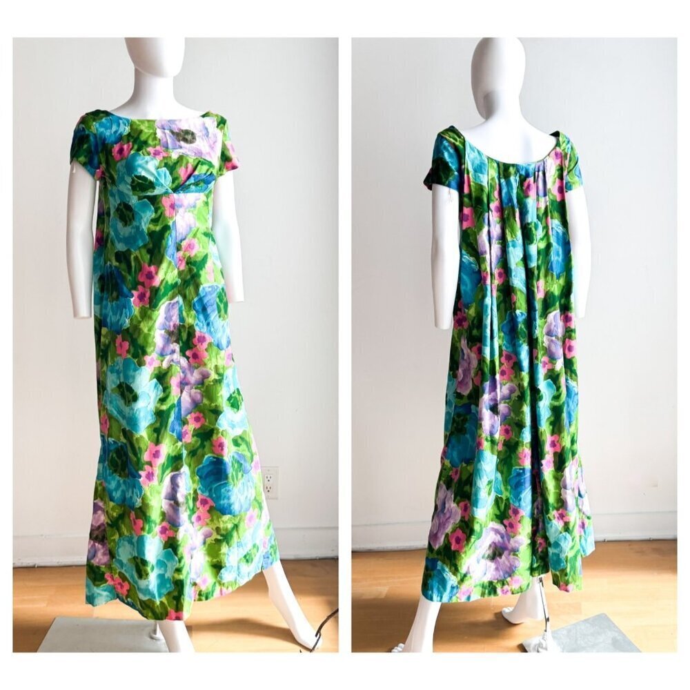 Vintage Mauna Kea Floral Hawaiian Maxi Dress S